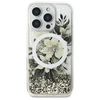 Dėklas Guess Liquid Glitter Flower MagSafe Apple iPhone 16 Pro Case - rusvai gelsvas