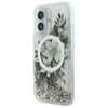 Dėklas Guess Liquid Glitter Flower MagSafe Apple iPhone 16 Case - rusvai gelsvas