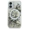 Dėklas Guess Liquid Glitter Flower MagSafe Apple iPhone 16 Case - rusvai gelsvas