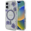 Guess Resin Flowers Glitter MagSafe dėklas iPhone 16 - violetinė
