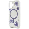 Guess Resin Flowers Glitter MagSafe dėklas iPhone 16 - violetinė