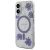 Guess Resin Flowers Glitter MagSafe dėklas iPhone 16 - violetinė