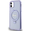 Apple iPhone 11 / XR Guess dėklas Ring Stand Script Glitter MagSafe (GUHMN61HRSGSU) violetinės spalvos