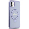 Apple iPhone 11 / XR Guess dėklas Ring Stand Script Glitter MagSafe (GUHMN61HRSGSU) violetinės spalvos