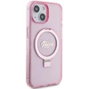 Dėklas GUESS GUHMP15MHRSGSP IPHONE 15 PLUS / 14 PLUS 6.7 "Rožinis / Rožinis HARDCASE RING STAND SCRIPT GLITTER MAGSAFE