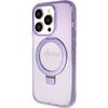 Apple iPhone 15 Pro Guess dėklas Ring Stand Script Glitter MagSafe (GUHMP15LHRSGSU) violetinės spalvos
