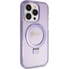 Apple iPhone 15 Pro Guess dėklas Ring Stand Script Glitter MagSafe (GUHMP15LHRSGSU) violetinės spalvos
