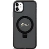 Dėklas GUESS GUHMN61HRSGSK IPHONE 11 / XR 6.1 "Juodas / Juodas HARDCASE RING STAND SCRIPT GLITTER MAGSAFE