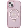 Dėklas GUESS GUHMP15MHRSGSP IPHONE 15 PLUS / 14 PLUS 6.7 "Rožinis / Rožinis HARDCASE RING STAND SCRIPT GLITTER MAGSAFE