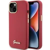 Apple iPhone 15 Guess dėklas Silicone Script Metal Logo &amp; Frame (GUHCP15SSMBSLM) raudonos spalvos