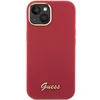 Apple iPhone 15 Guess dėklas Silicone Script Metal Logo & Frame (GUHCP15SSMBSLM) raudonos spalvos