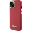 Apple iPhone 15 Guess dėklas Silicone Script Metal Logo &amp; Frame (GUHCP15SSMBSLM) raudonos spalvos