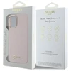 Guess GUHCP16SSMBSLP Apple iPhone 16 6.1" dėklas telefonui rožinės spalvos Silikoninis Script Metal Logo & Frame