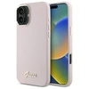 Guess GUHCP16SSMBSLP Apple iPhone 16 6.1" dėklas telefonui rožinės spalvos Silikoninis Script Metal Logo &amp; Frame