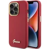 Apple iPhone 15 Pro Guess dėklas Silicone Script Metal Logo & Frame (GUHCP15LSMBSLM) raudonos spalvos