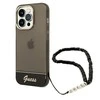 Apple iPhone 14 Pro Guess dėklas Translucent Stap Pearl juodos spalvos
