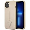 Apple iPhone 14 plus Guess dėklas Saffianotriangle Logo (GUHCP14MPSATLE) beige