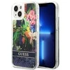 Apple iPhone 14 Guess dėklas Flower Liquid Glitter mėlynos spalvos