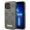 Apple iPhone 13 Pro Guess dėklas Peony Logo Plate MagSafe (GUHMP13LSAPSTG) pilkos spalvos