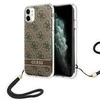 Apple iPhone 11 Guess dėklas 4G Print Strap (GUOHCN61H4STW) rudos spalvos