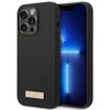 Apple iPhone 14 Pro Guess Dėklas silikoninis Logo Plate MagSafe juodos spalvos