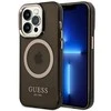 Apple iPhone 14 Pro Max Guess Dėklas Gold Outline Translucent MagSafe (GUHMP14XHTCMK) juodos spalvos