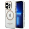 Apple iPhone 14 Pro Max Guess Dėklas Metal Outline Magsafe (GUHMP14XHTRMD) aukso spalvos