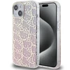 Apple iPhone 13 / 14 / 15 Hello Kitty dėklas IML Gradient Electrop Crowded Kitty Head (HKHCP15SHCHPEP) rožinės spalvos