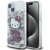 Apple iPhone 13 / 14 / 15 Hello Kitty dėklas IML Kitty On Bricks Graffiti (HKHCP15SHDGPHT) baltos spalvos