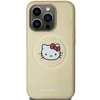 Apple iPhone 15 Pro Max Hello Kitty dėklas odinis Kitty Head MagSafe (HKHMP15XPGHCKD) aukso spalvos