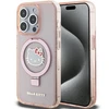 Dėklas Hello Kitty Ring Stand Glitter Electrop Logo MagSafe - Apple iPhone 15 Pro Case pink