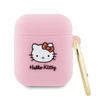 Apple AirPods Hello Kitty Silicone 3D Kitty Head (HKA23DKHSP) ausinių dėklas rožinės spalvos