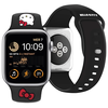 Apyrankė Apple Watch 1 / 2 / 3 / 4 / 5 / 6 / 7 / 8 / SE / Ultra (42 / 44 / 45 / 49 mm) Hello Kitty Strap Silicone Kitty Head (HKAWLSCHBLK) juodos spalvos