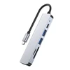 Šakotuvas 6in1 USB HUB USB-C to 2xUSB + HDMi + USB-C + SD Card Reader + micro SD Adapteris Tech-Protect V4-HUB pilkos spalvos