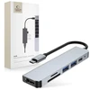 Šakotuvas 6in1 USB HUB USB-C to 2xUSB + HDMi + USB-C + SD Card Reader + micro SD Adapteris Tech-Protect V4-HUB pilkos spalvos