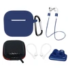 Hurtel AirPods 3 Silikoninis ausinių dėklas + Ear Hook/Neck Strap/Watch Strap Holder/Carabiner Clasp – mėlynos spalvos