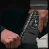 Hurtel Dėklas Hybrid Armor Camshield skirtas Apple iPhone 17 Pro Max šarvuotas su stoveliu ir kameros apsauga – juodos spalvos