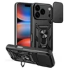 Hurtel Dėklas Hybrid Armor Camshield skirtas Apple iPhone 17 Pro Max šarvuotas su stoveliu ir kameros apsauga – juodos spalvos