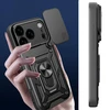 Hurtel Dėklas Hybrid Armor Camshield skirtas Apple iPhone 17 Pro Max šarvuotas su stoveliu ir kameros apsauga – juodos spalvos