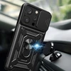 Hurtel Hybrid Armor Camshield su stoveliu ir camera Apple iPhone 15 Pro – dėklas telefonui rožinės spalvos