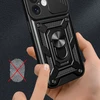 Hurtel Hybrid Armor Camshield Apple iPhone 16 Armored Camera Cover and Stand – dėklas telefonui juodos spalvos
