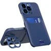 „Hurtel“ odinis stovas „Samsung Galaxy S23 Ultra“ dėklas, kortelės piniginė su stovu, mėlynos spalvos