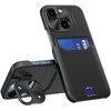 Hurtel Leather Stand Samsung Galaxy S23 card wallet cover with stand dėklas telefonui juodos spalvos