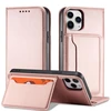 Hurtel Magnet Card dėklas skirtas iPhone 12 Pro Max, rožinis