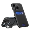Hurtel Leather Apple iPhone 14 card wallet su stoveliu dėklas telefonui juodos spalvos