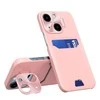 Hurtel Leather Apple iPhone 14 Plus Card Wallet Stand dėklas telefonui rožinės spalvos