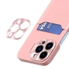 Hurtel Leather Apple iPhone 14 card wallet su stoveliu dėklas telefonui rožinės spalvos