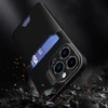 Hurtel Leather Apple iPhone 14 card wallet su stoveliu dėklas telefonui juodos spalvos