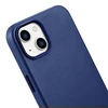 iCarer Leather Apple iPhone 14 Plus genuine leather dėklas telefonui mėlynos spalvos (compatible with MagSafe)