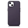 iCarer Leather Apple iPhone 14 Plus Dark dėklas telefonui violetinės spalvos (MagSafe Compatible)